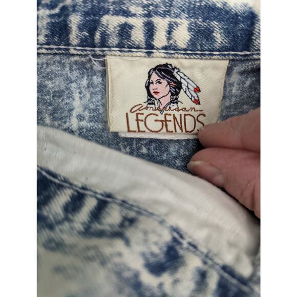 Vintage 80's Acid Wash Jean Midi Skirt American Legend Painter Style - Picture 6 of 11